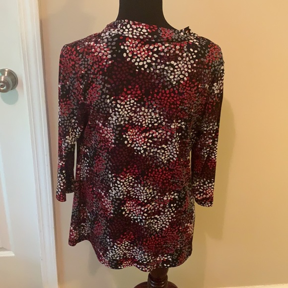 EUC Red Polka Dot Drape Neck Top - Picture 2 of 6